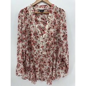 CITY CHIC Boho Blouse Plus Sz XL Womens  Peplum Long Sleeve Cottagecore Top FF41